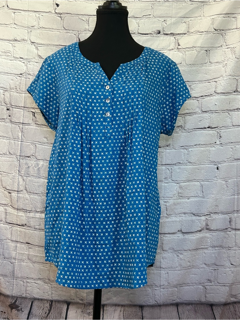 Sonoma Blue Patterned Short-Sleeve Tunic